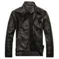 Blouson homme en simili cuir à col montant – Coupe ajustée
