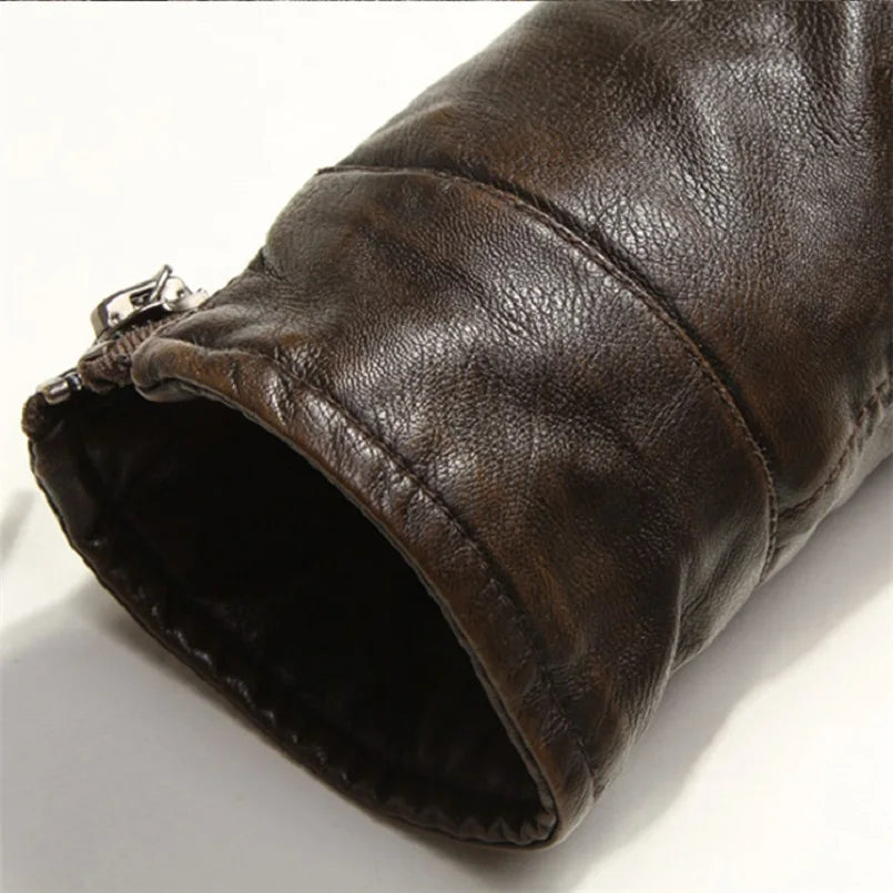 Blouson homme en simili cuir à col montant – Coupe ajustée