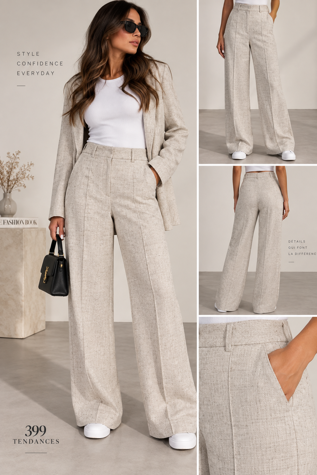 Pantalon large femme polyvalent – Taille élastique, longueur intégrale