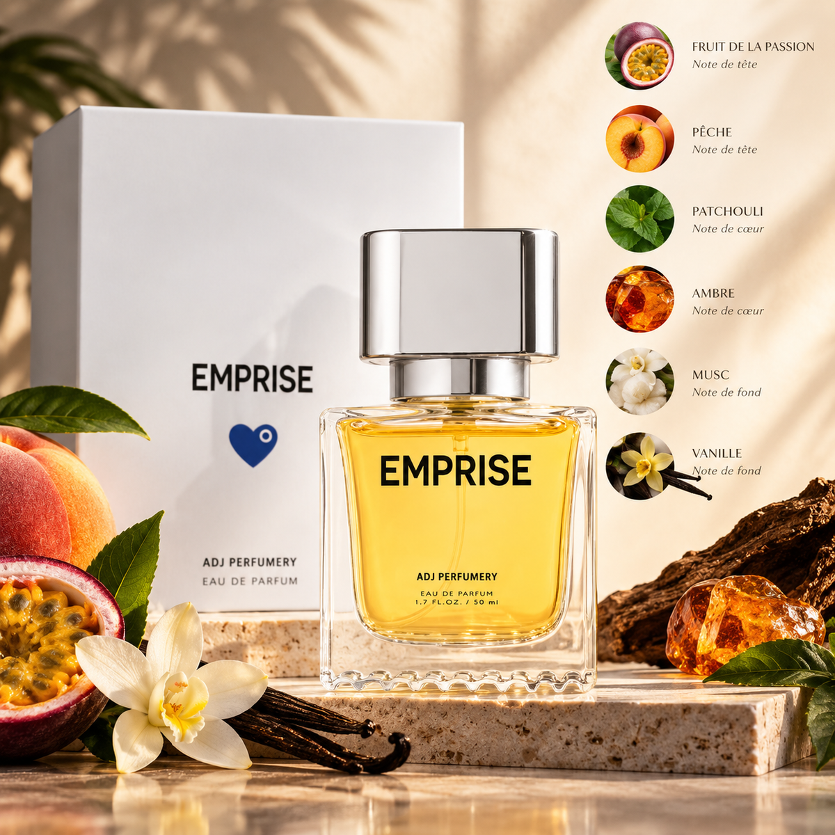 EMPRISE – Eau de Parfum Mixte – 50 ml | Notes fruitées & ambrées