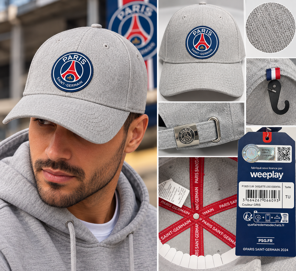 Casquette Paris Saint-Germain PSG Grise – Produit Officiel