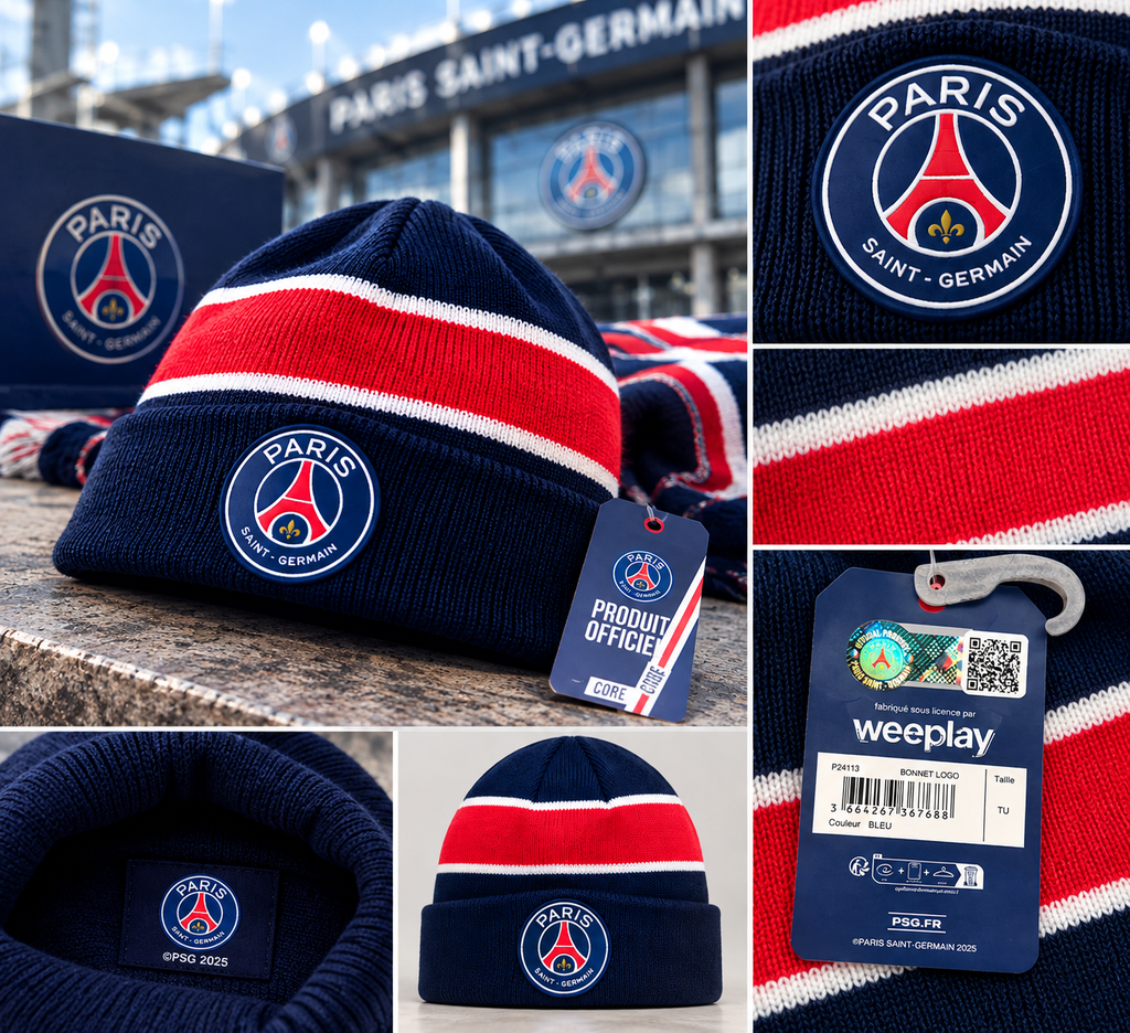 Bonnet Paris Saint-Germain PSG – Bleu Marine, Rouge & Blanc – Produit Officiel