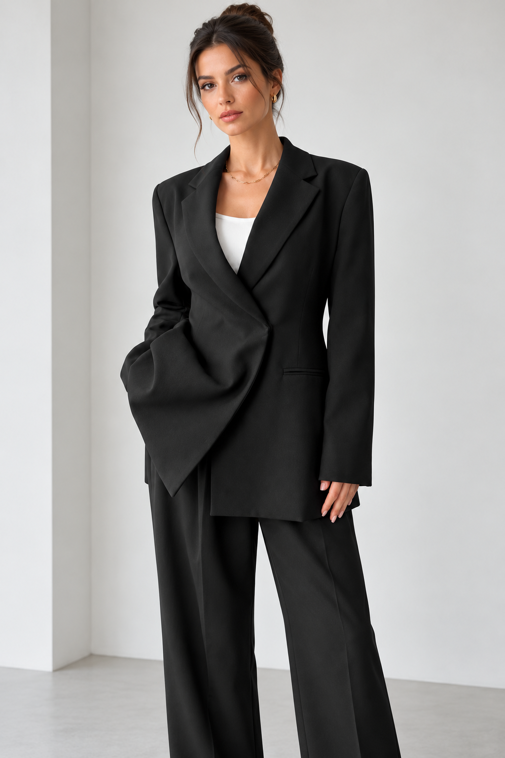Blazer Femme Oversize – Col Cranté, Manches Longues