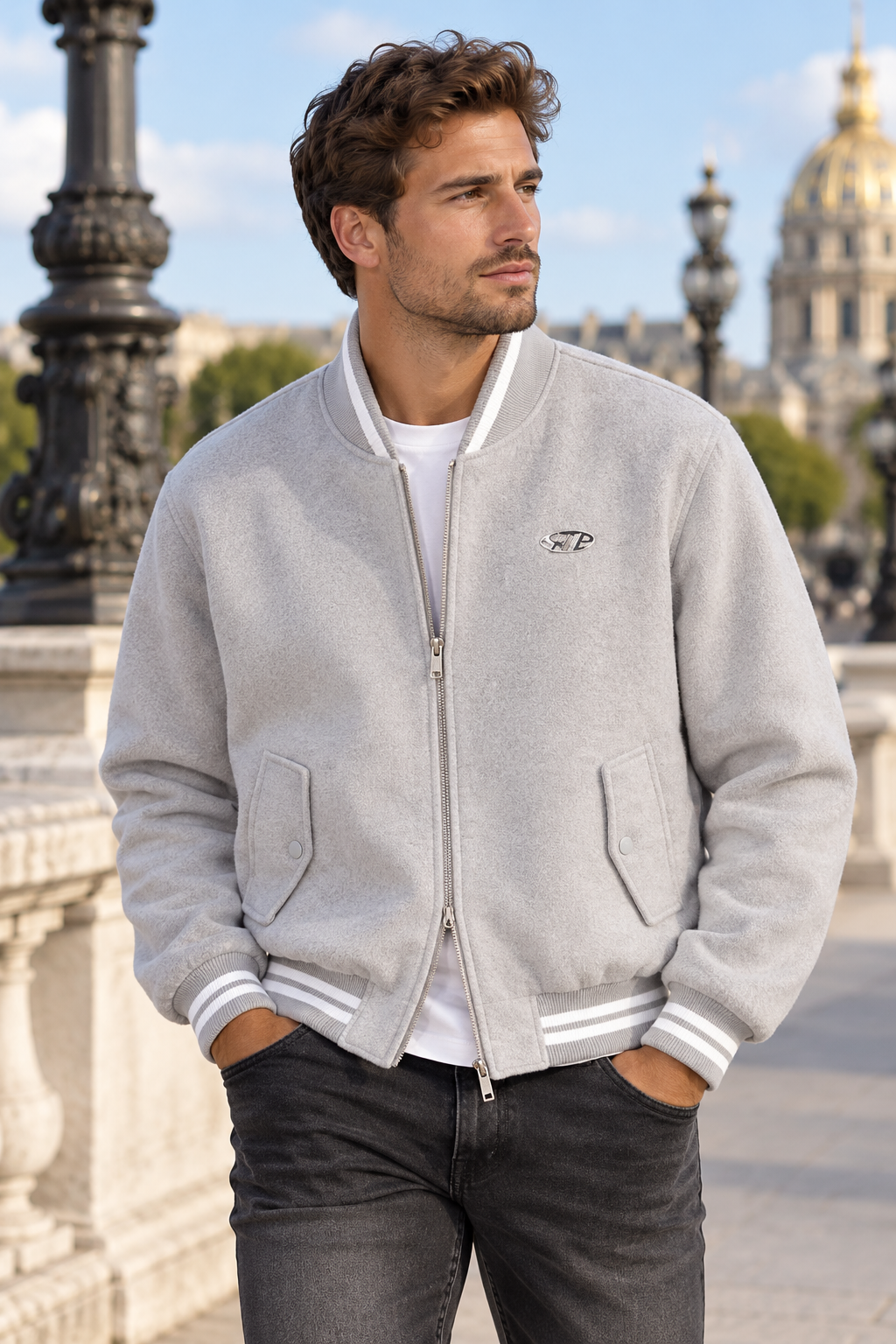 Blouson Homme Zippé à Col Montant – Coupe Ample
