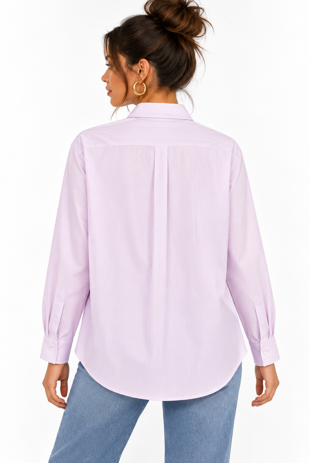 Chemise femme rose mauve à manches longues