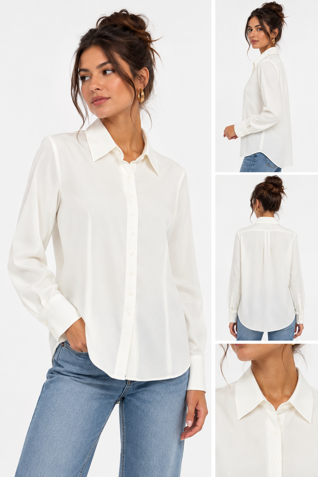 Chemise blanche femme ajustée à manches longues