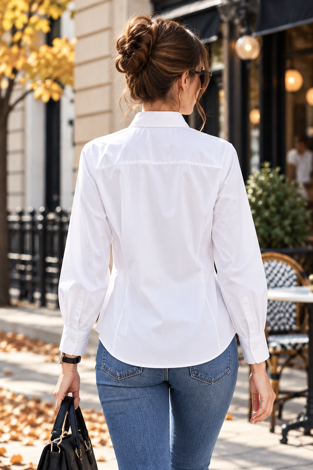 Chemise blanche femme cintrée à manches longues