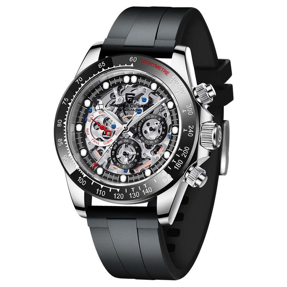 Pagani Design Herrenuhr Mechanisch Automatisch — Saphirglas, Edelstahl, 100M wasserdicht, Sichtboden