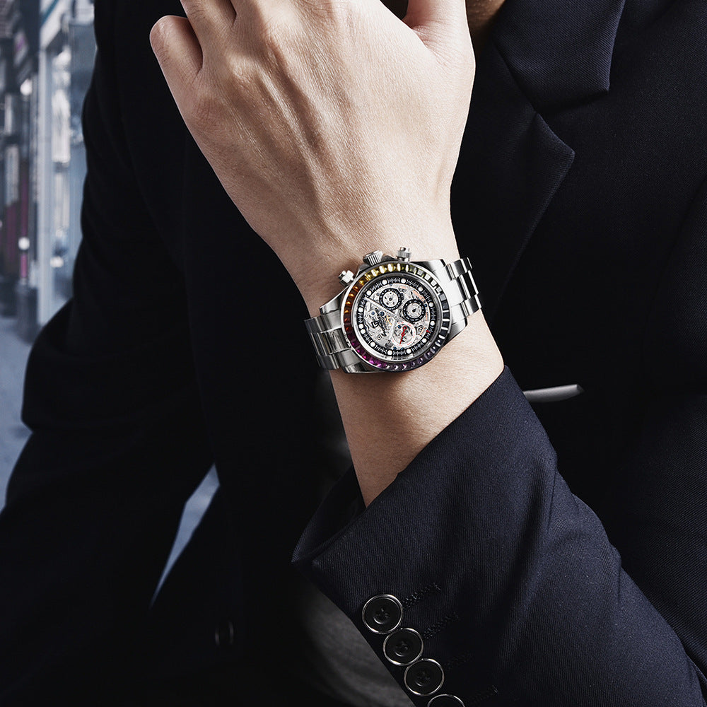 Pagani Design Herrenuhr Mechanisch Automatisch — Saphirglas, Edelstahl, 100M wasserdicht, Sichtboden