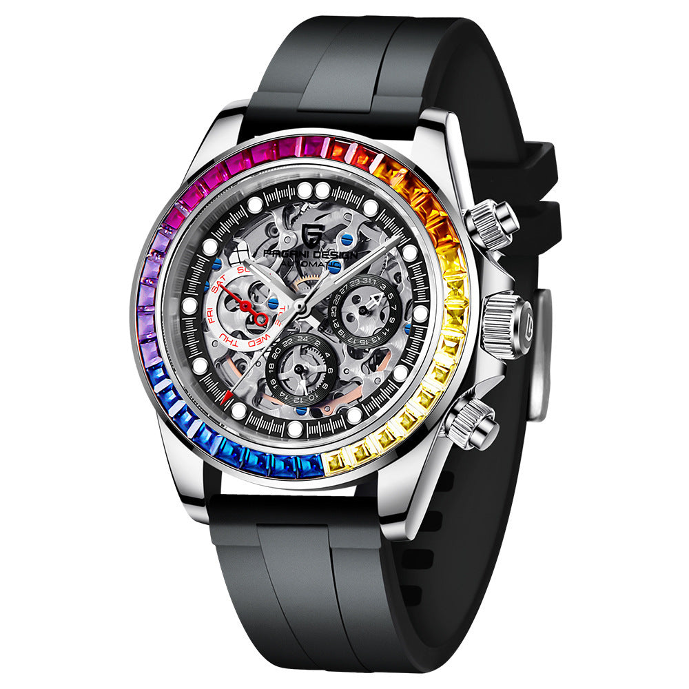 Pagani Design Herrenuhr Mechanisch Automatisch — Saphirglas, Edelstahl, 100M wasserdicht, Sichtboden
