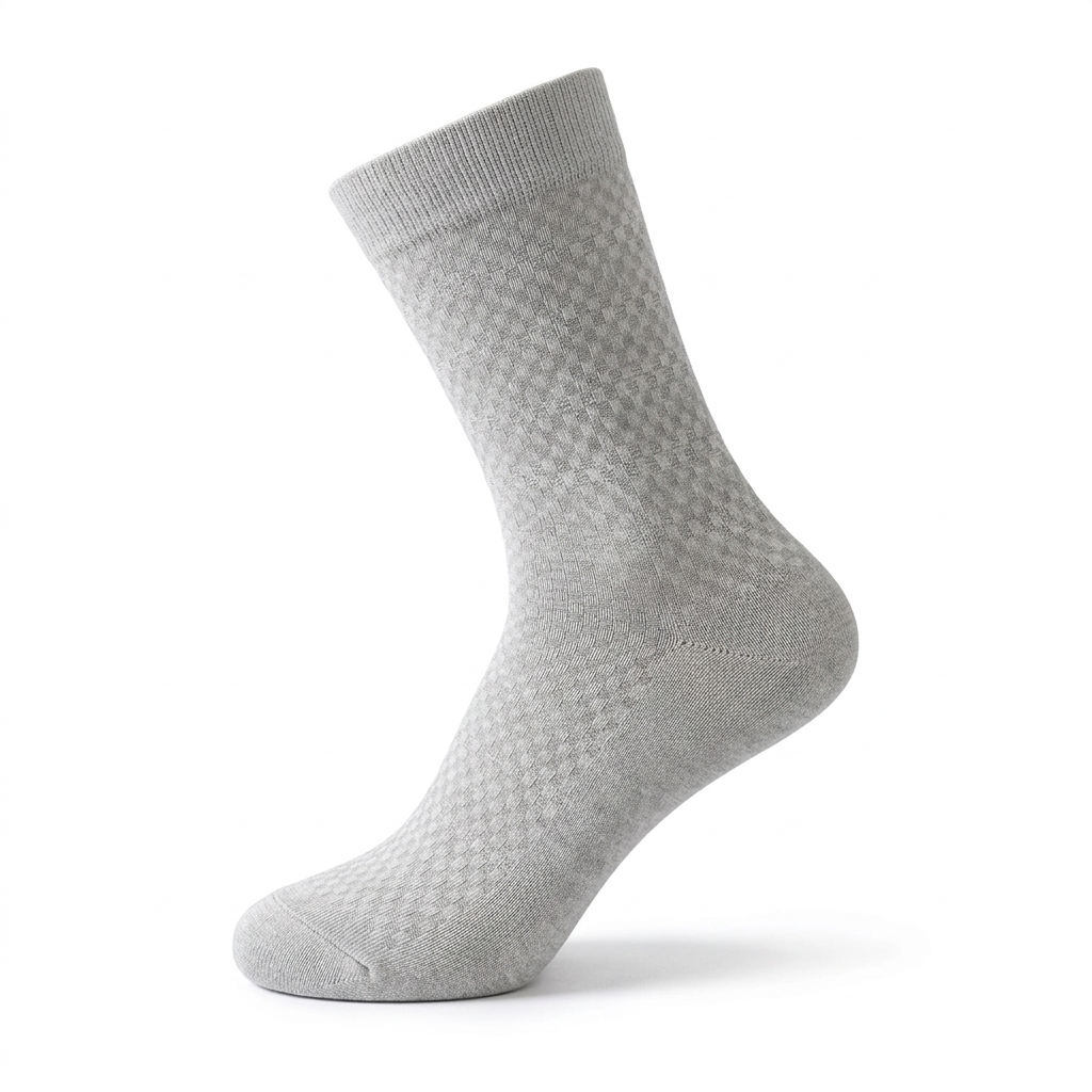 Chaussette gris argent, photo produit sur fond blanc