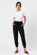 Pantalon Femme Noir – Taille Haute à Cordon, Coupe Fuselée