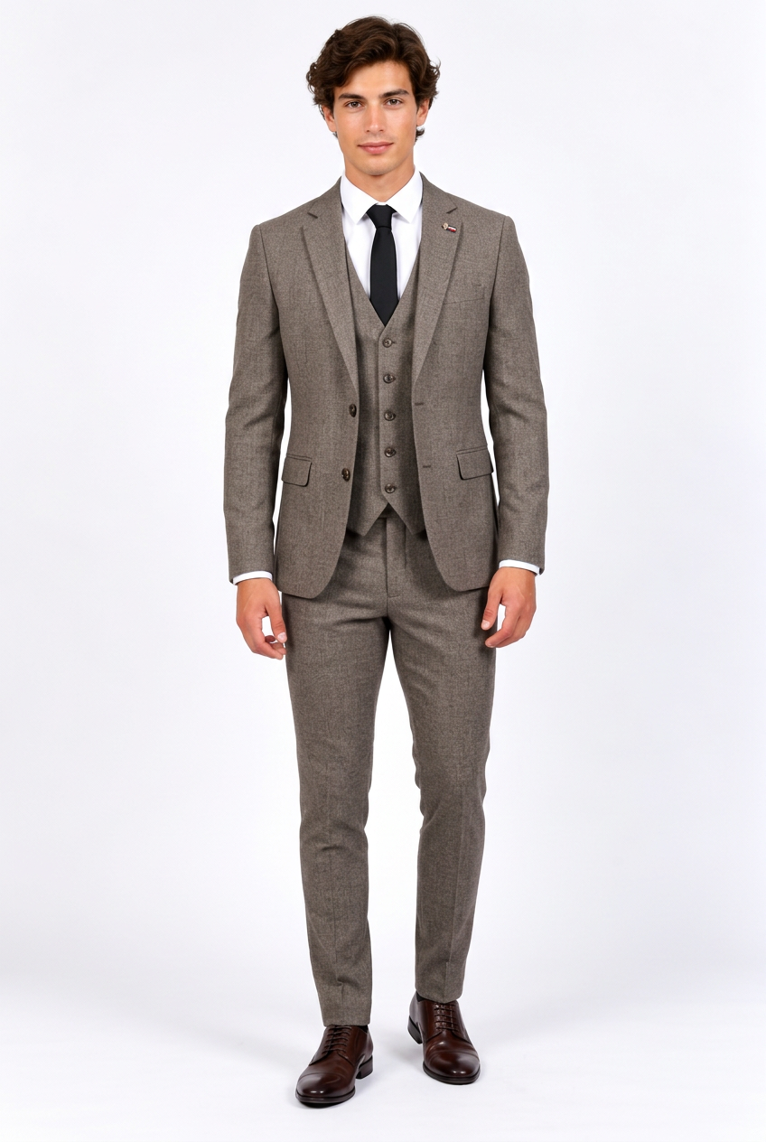 Costume homme trois pièces à coupe ajustée