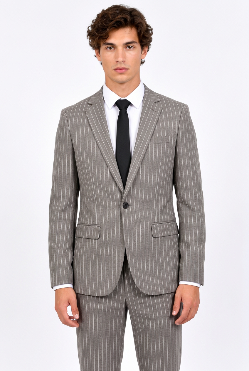 Costume homme deux pièces à fines rayures, veste et pantalon