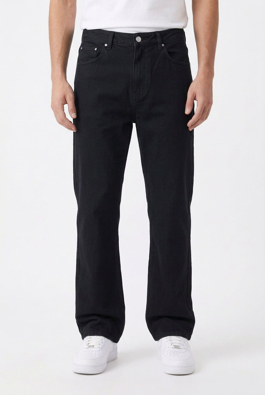 Jean noir évasé homme – Style Vintage Cleanfit, Coupe slim, Lavé