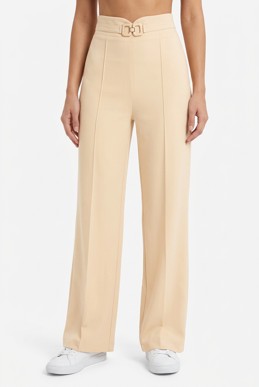 Pantalon droit fluide femme abricot – Chic et confortable