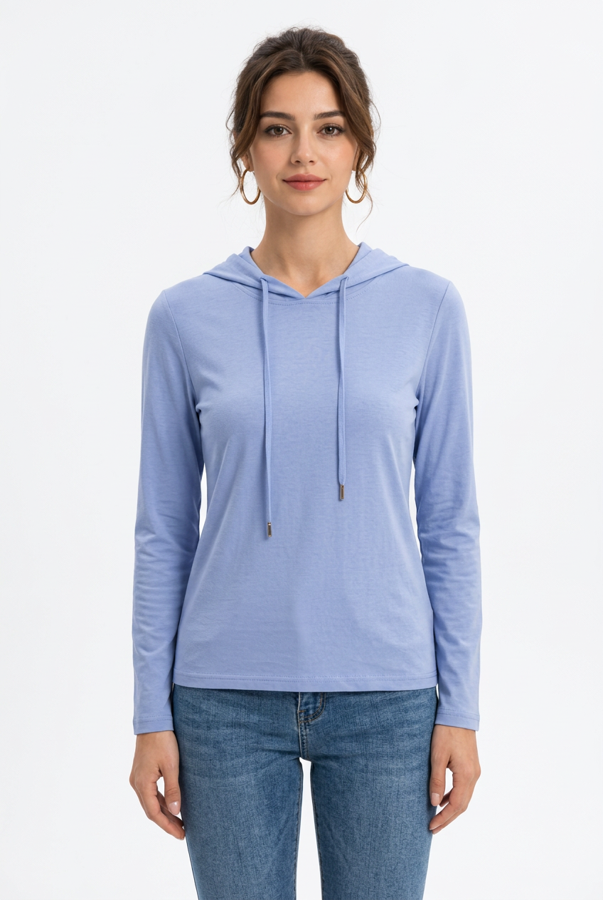T-shirt femme à capuche et manches longues