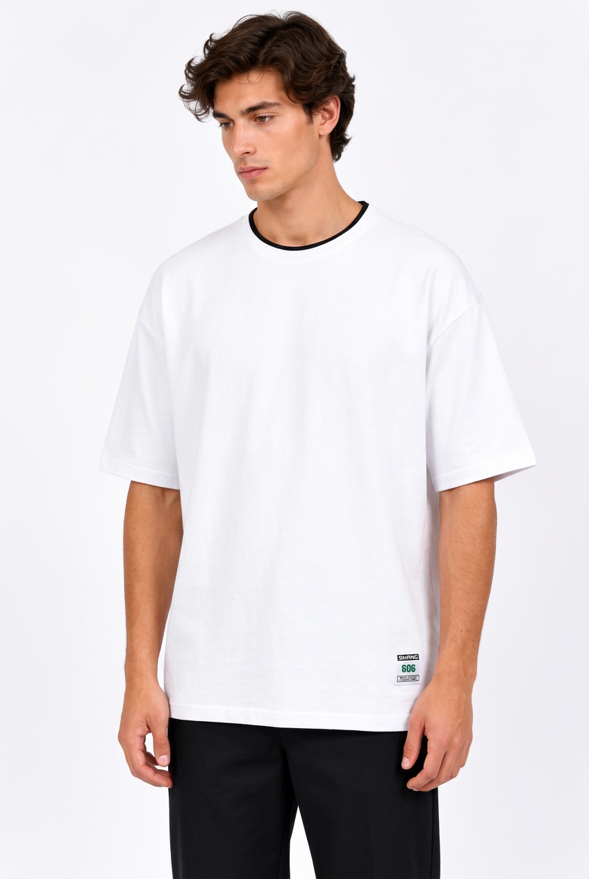 T-shirt homme uni coupe ample à manches courtes