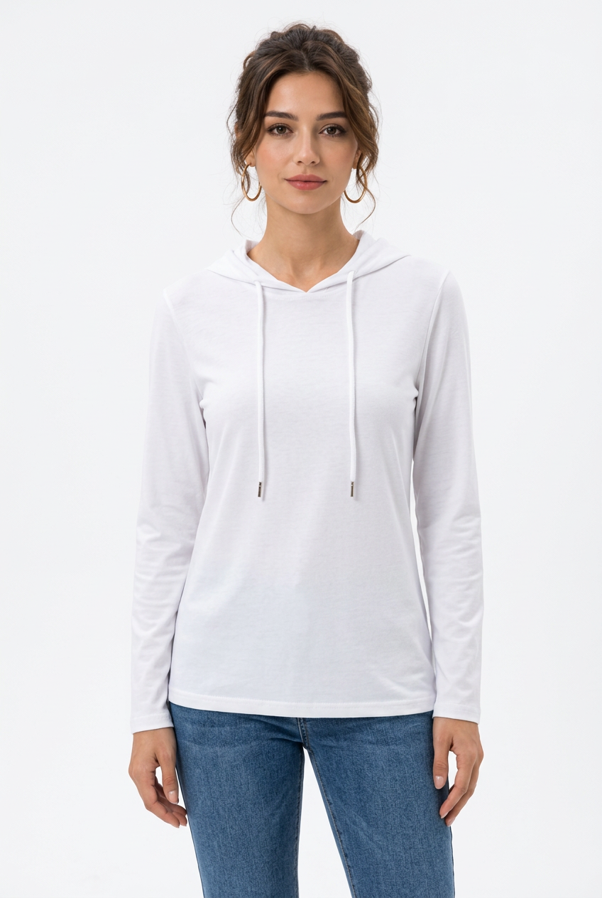 T-shirt femme à capuche et manches longues