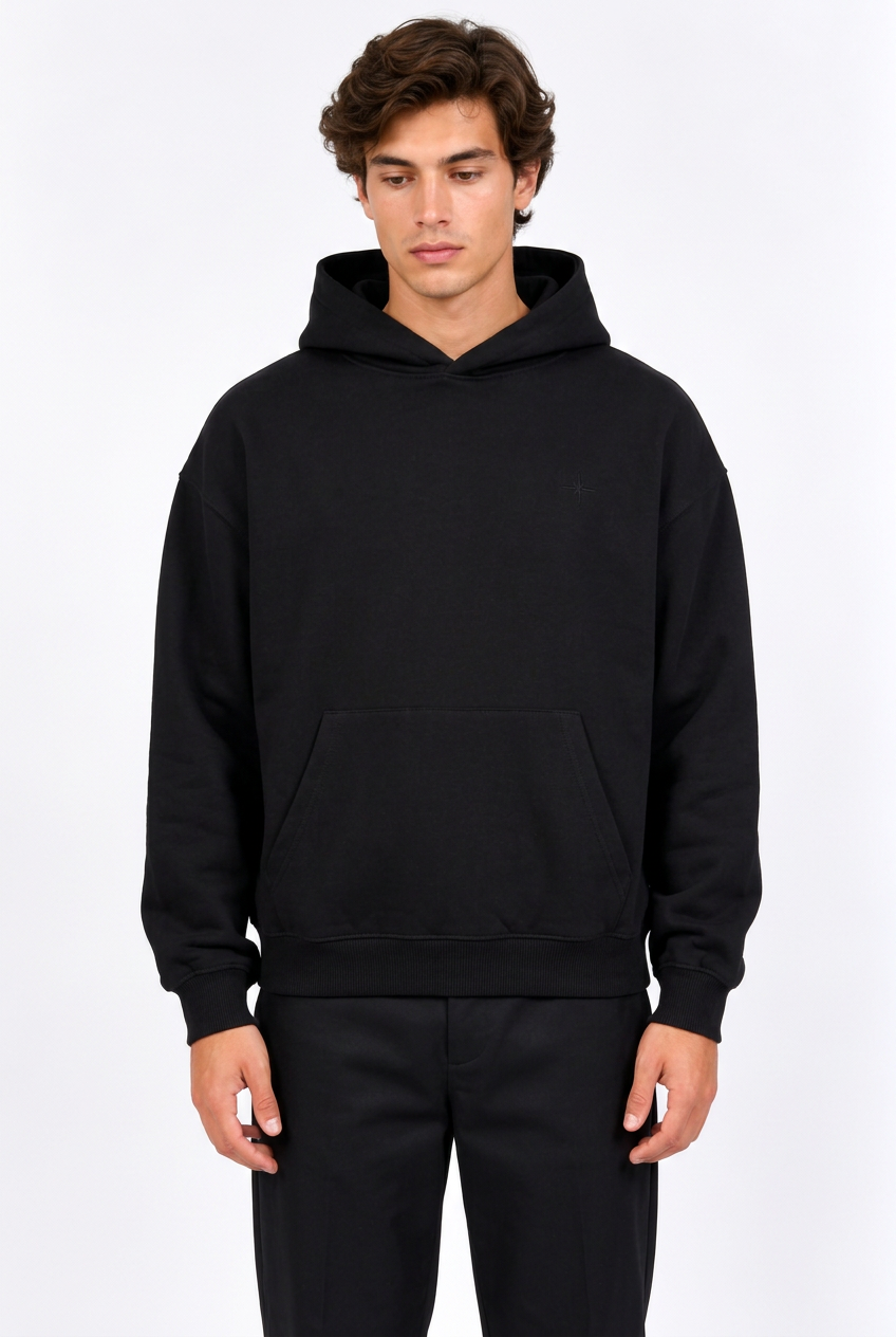 Sweat à capuche homme ample avec broderie ton sur ton