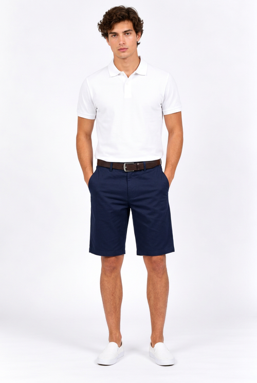 Bermuda chino homme droit en coton mélangé extensible