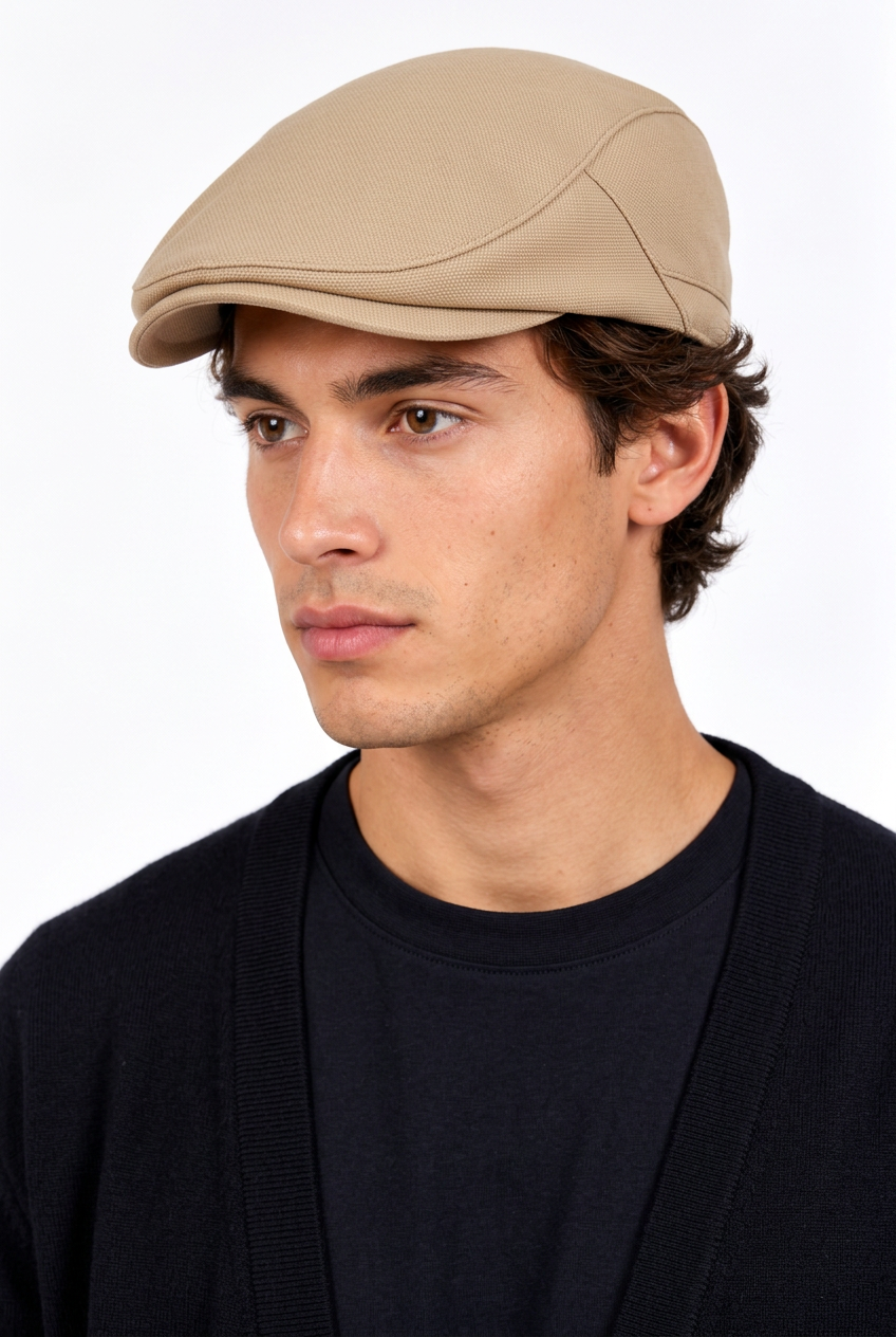 Casquette plate homme en coton et polyester
