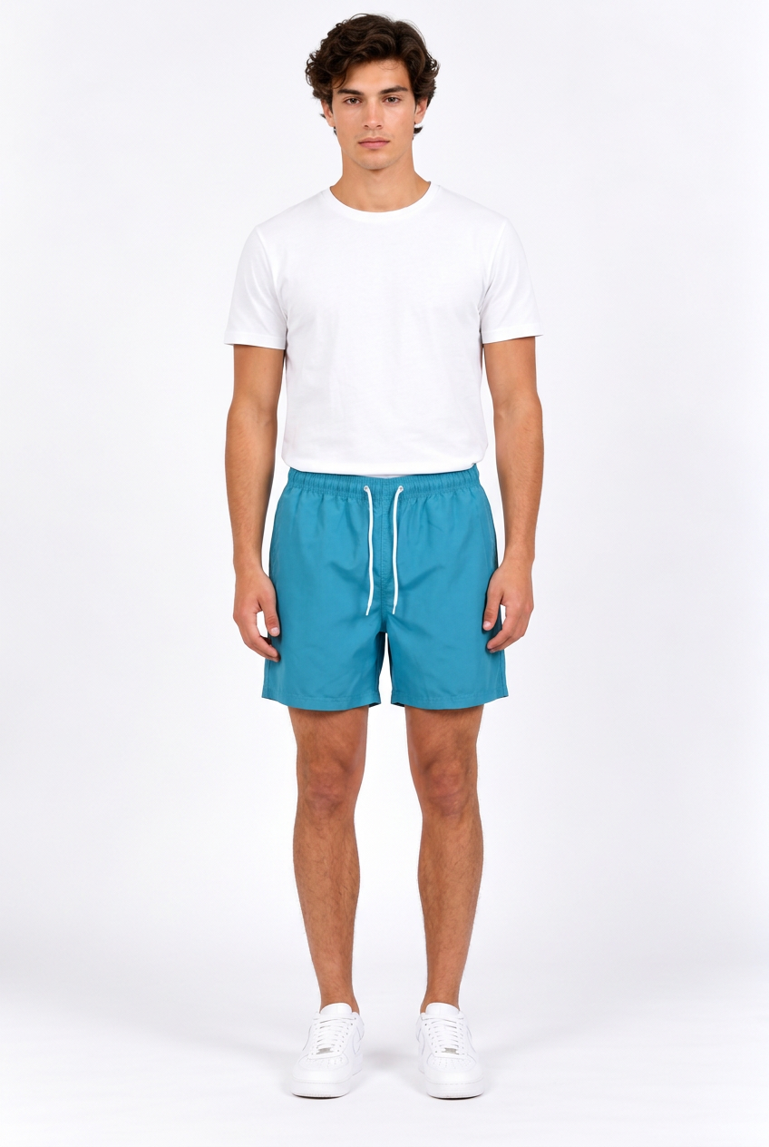 Short de plage homme uni à cordon de serrage