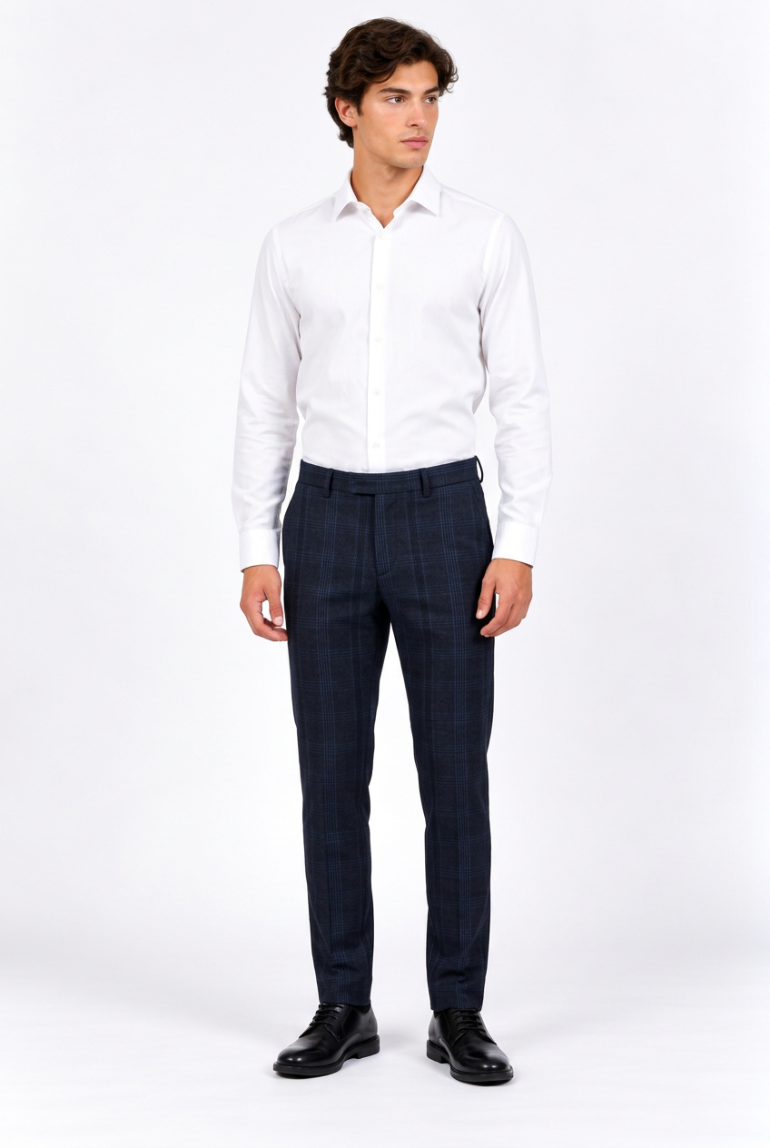 Pantalon homme slim à carreaux stretch