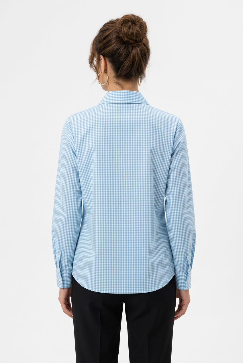 Chemise à Carreaux Vichy Col Lavallière – Manches Longues
