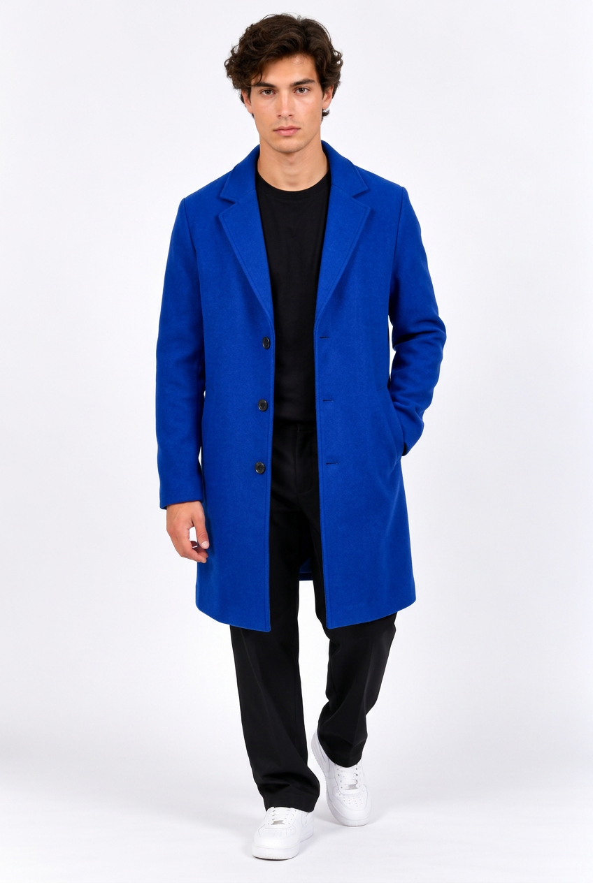 Manteau Mi-Long Homme Coupe-Vent – Slim Fit Laine Casual & Formel