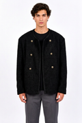 Men's chic double-breasted wool blazer, loose fit