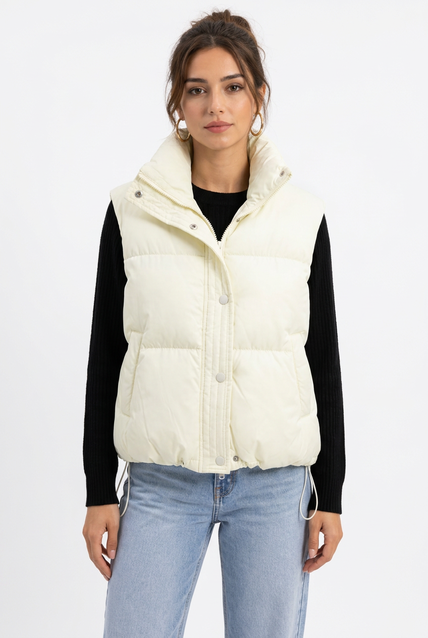 Doudoune Femme Courte Sans Manches – Col Montant