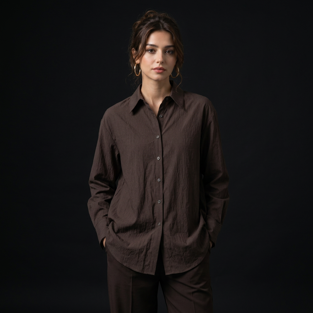 Chemisier Femme Ample en Tencel – Style Bureau, Col Chemisier