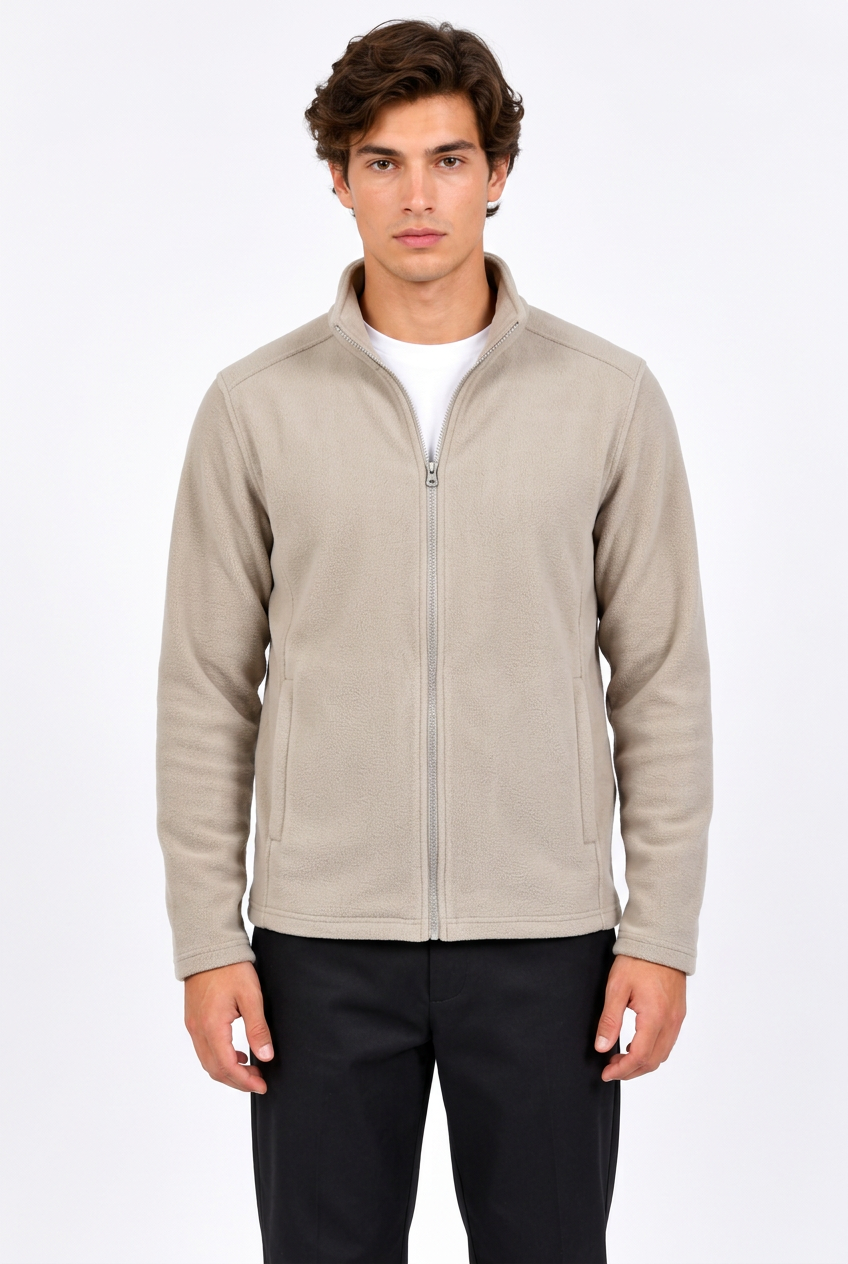 Veste homme zippée manches longues col retourné
