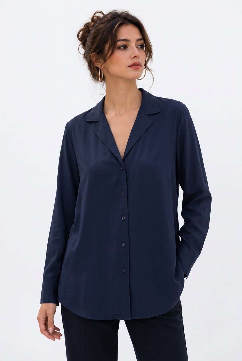 Chemise Ample Manches Longues Col Ouvert – Femme