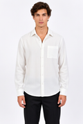 Chemise homme blanche texturée à manches longues