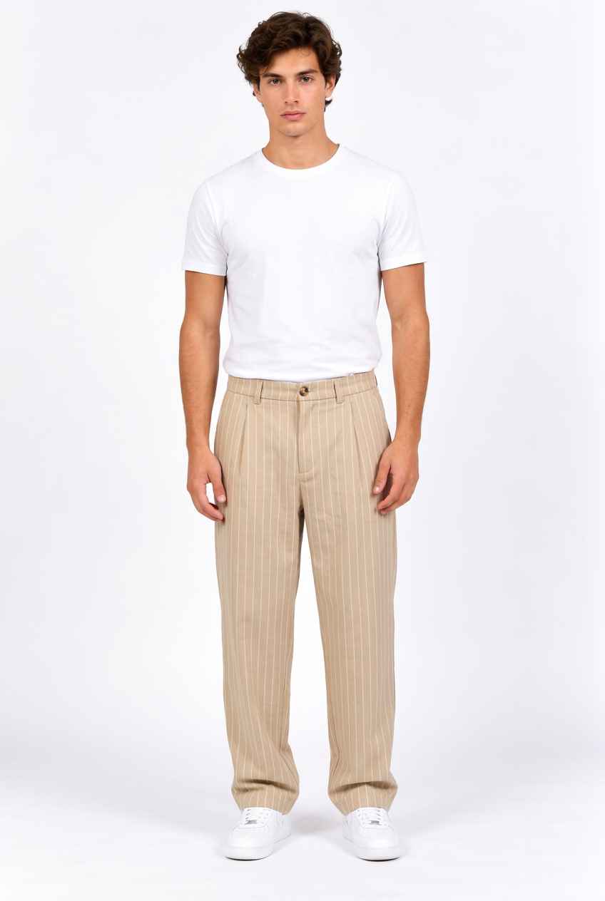 Pantalon homme rayé coupe droite