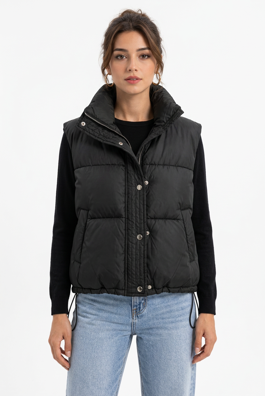 Doudoune Femme Courte Sans Manches – Col Montant