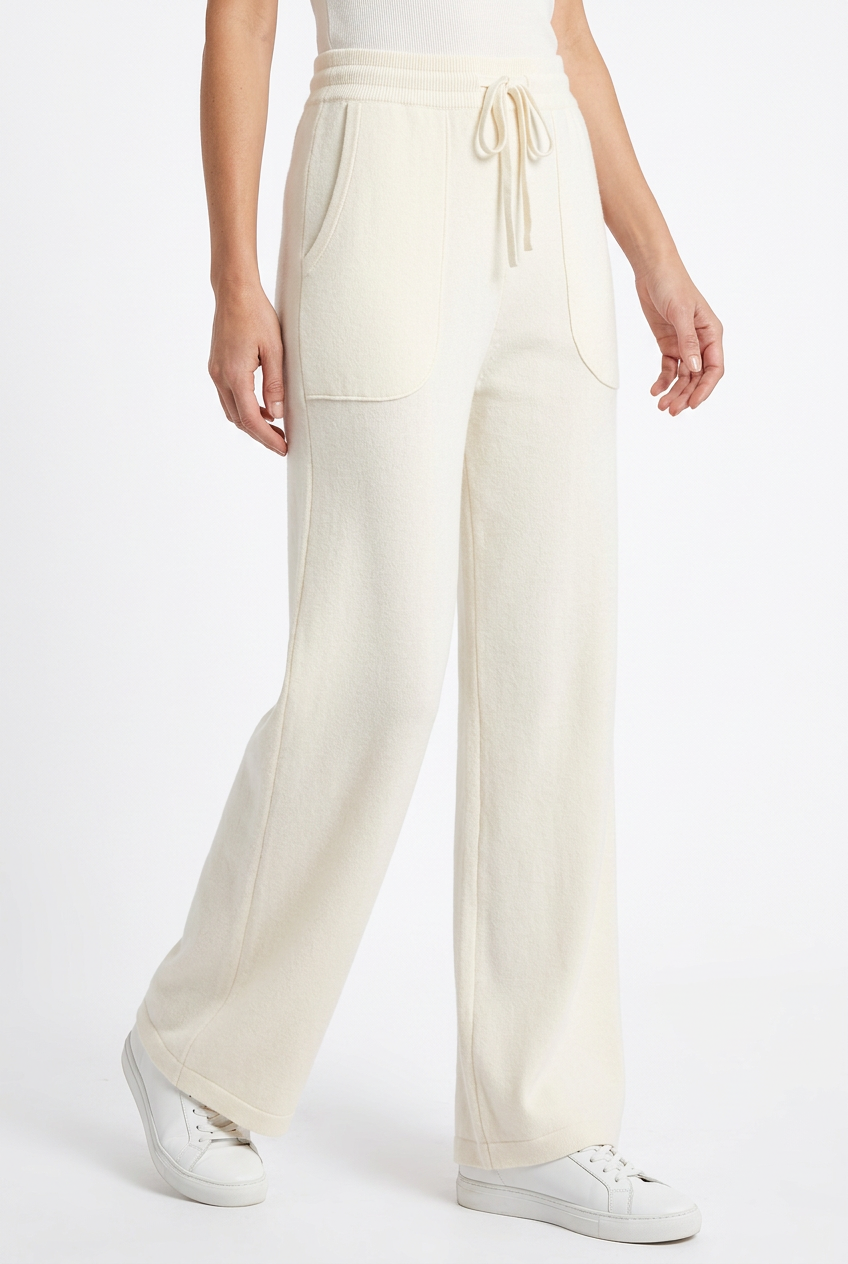 Pantalon large en maille femme taille élastique – Confort cocooning
