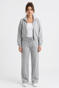 Women's 2-piece set – Open long-sleeve sweatshirt jacket & long pants, casual style