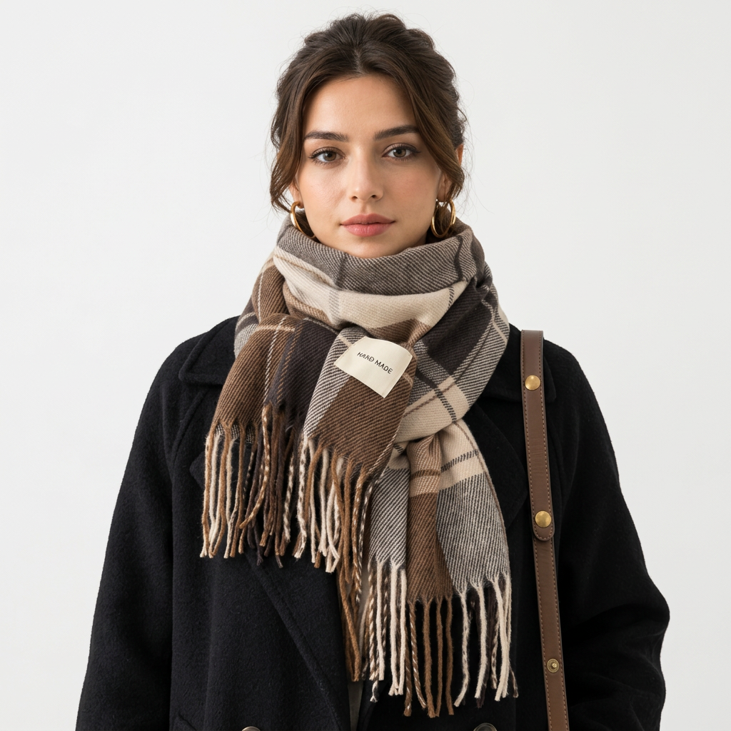 Écharpe à Carreaux Imitation Cachemire – Homme & Femme, Chaude et Douce