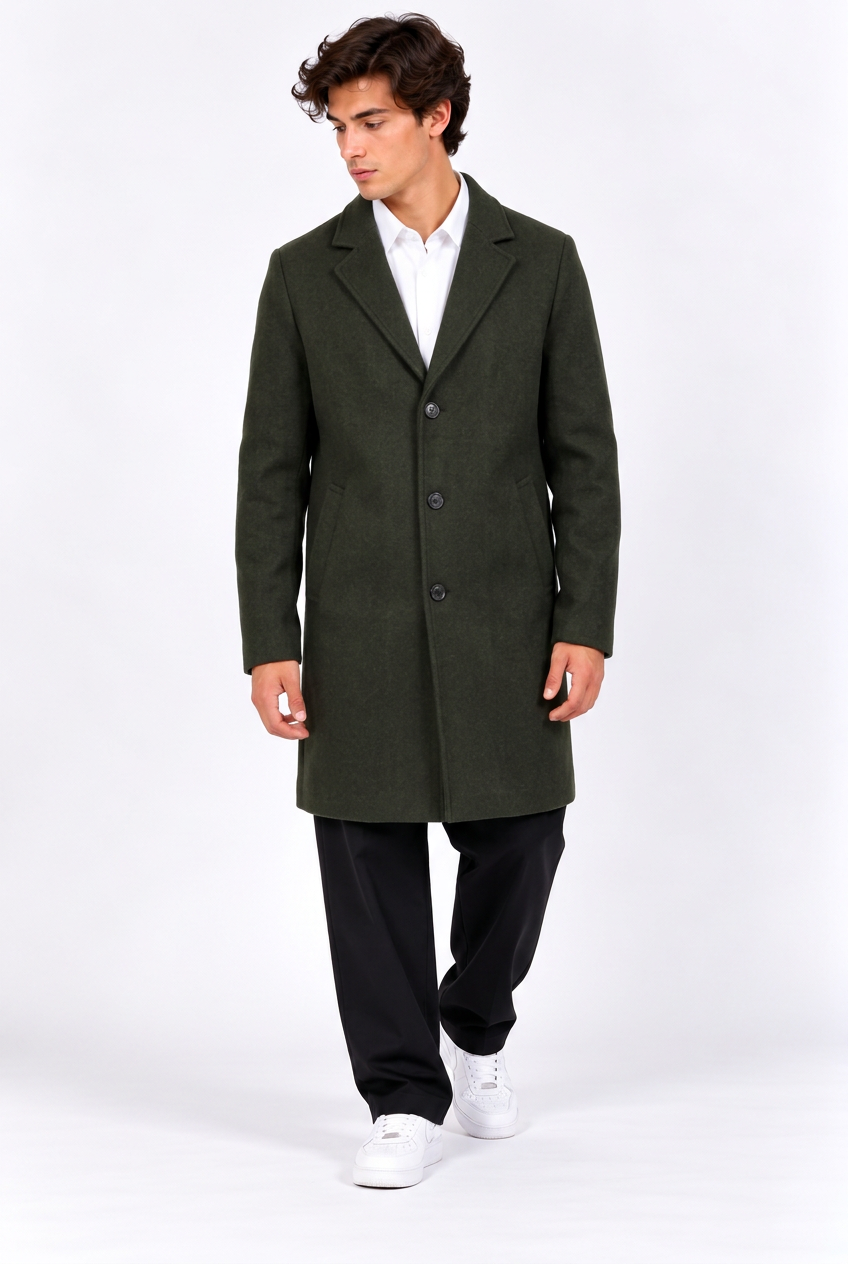 Manteau Mi-Long Homme Coupe-Vent – Slim Fit Laine Casual & Formel