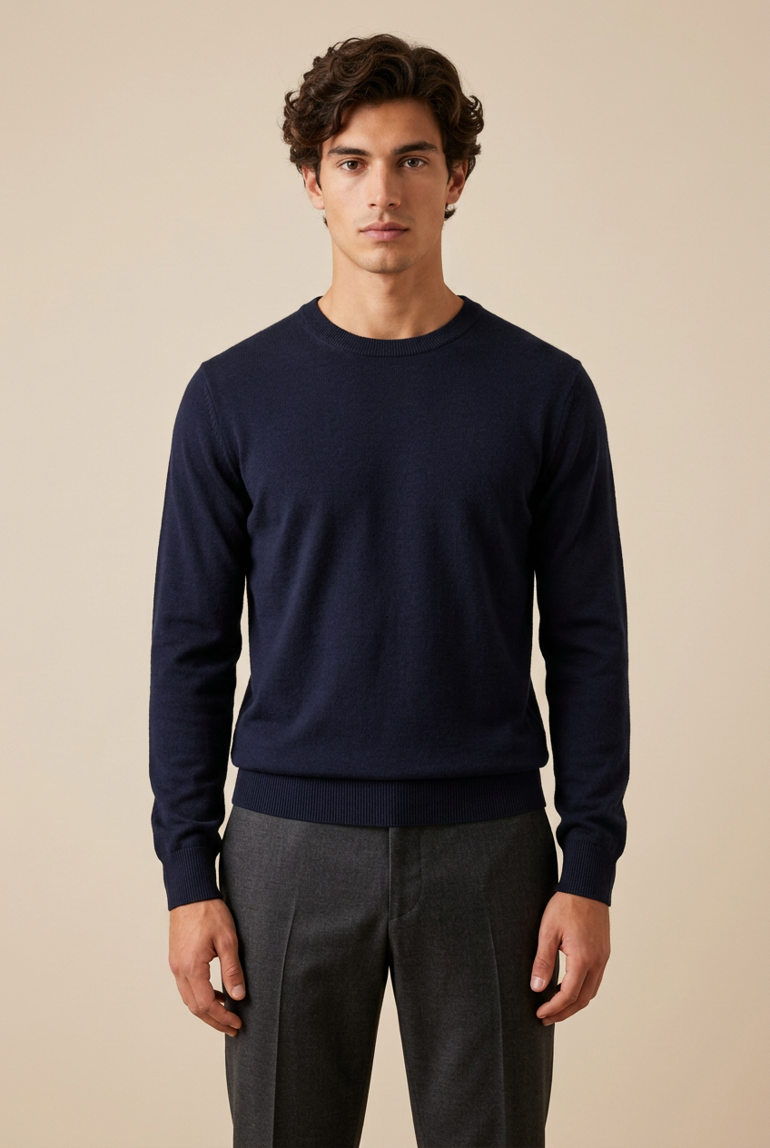 Pull homme ample à col rond et manches longues