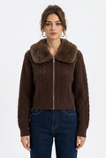 Damen-Pullover mit Rundhalsausschnitt in Felloptik, Einheitsgröße