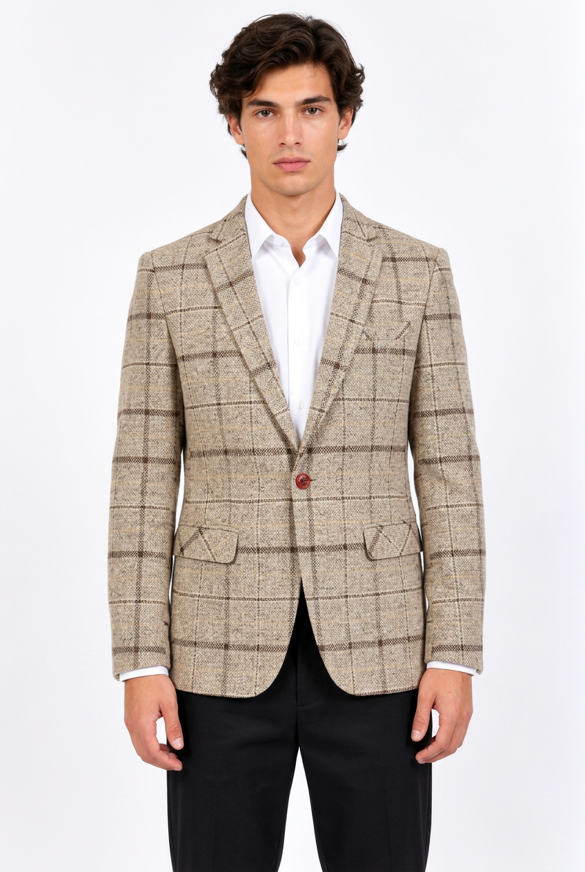 Blazer homme à carreaux, coupe ajustée