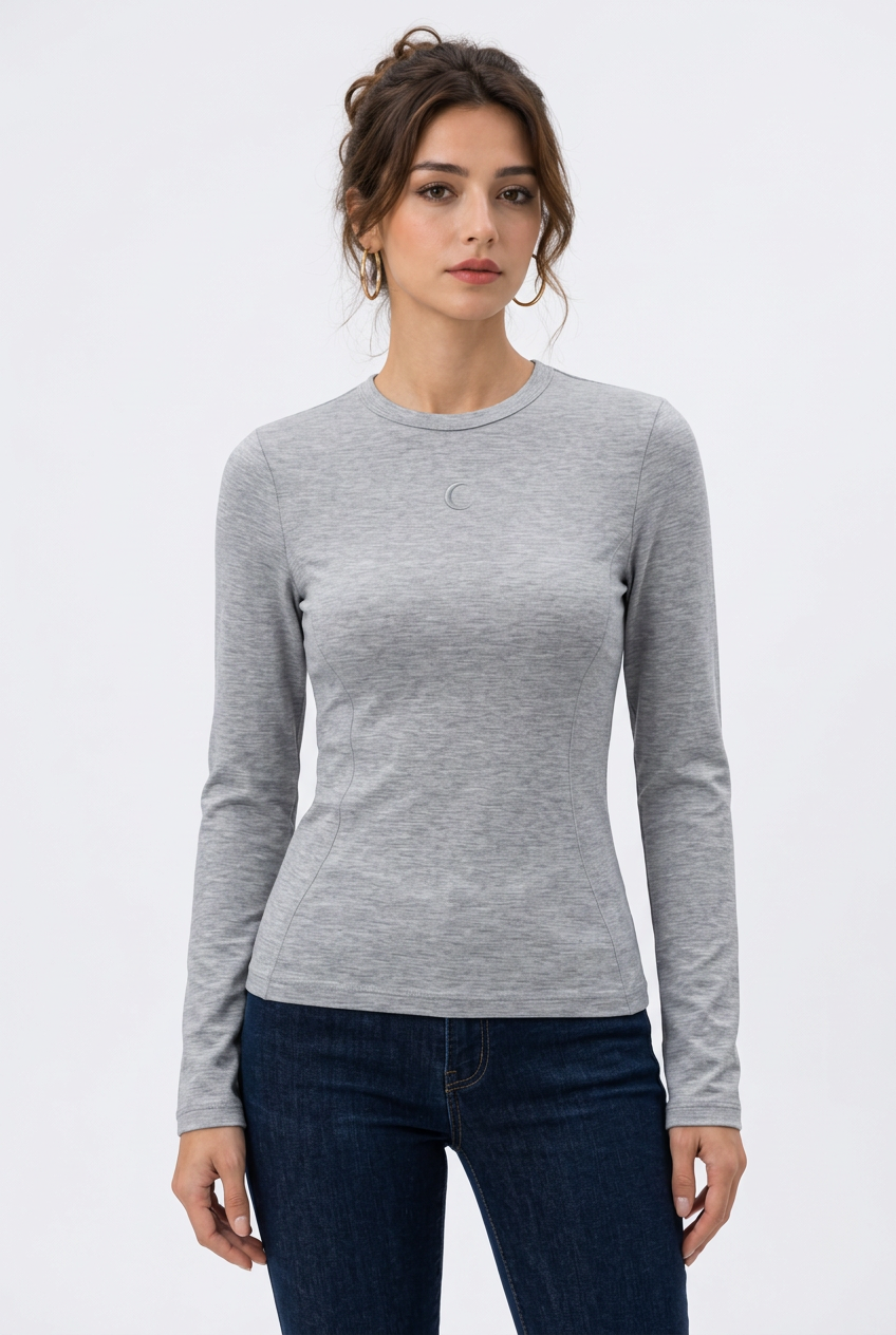 T-Shirt Manches Longues Croissant de Lune – Col Rond