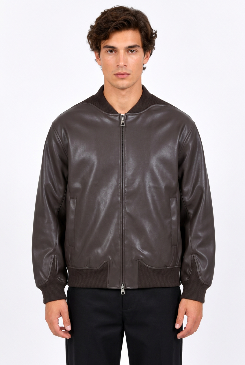 Blouson aviateur homme en simili cuir – Coupe ample