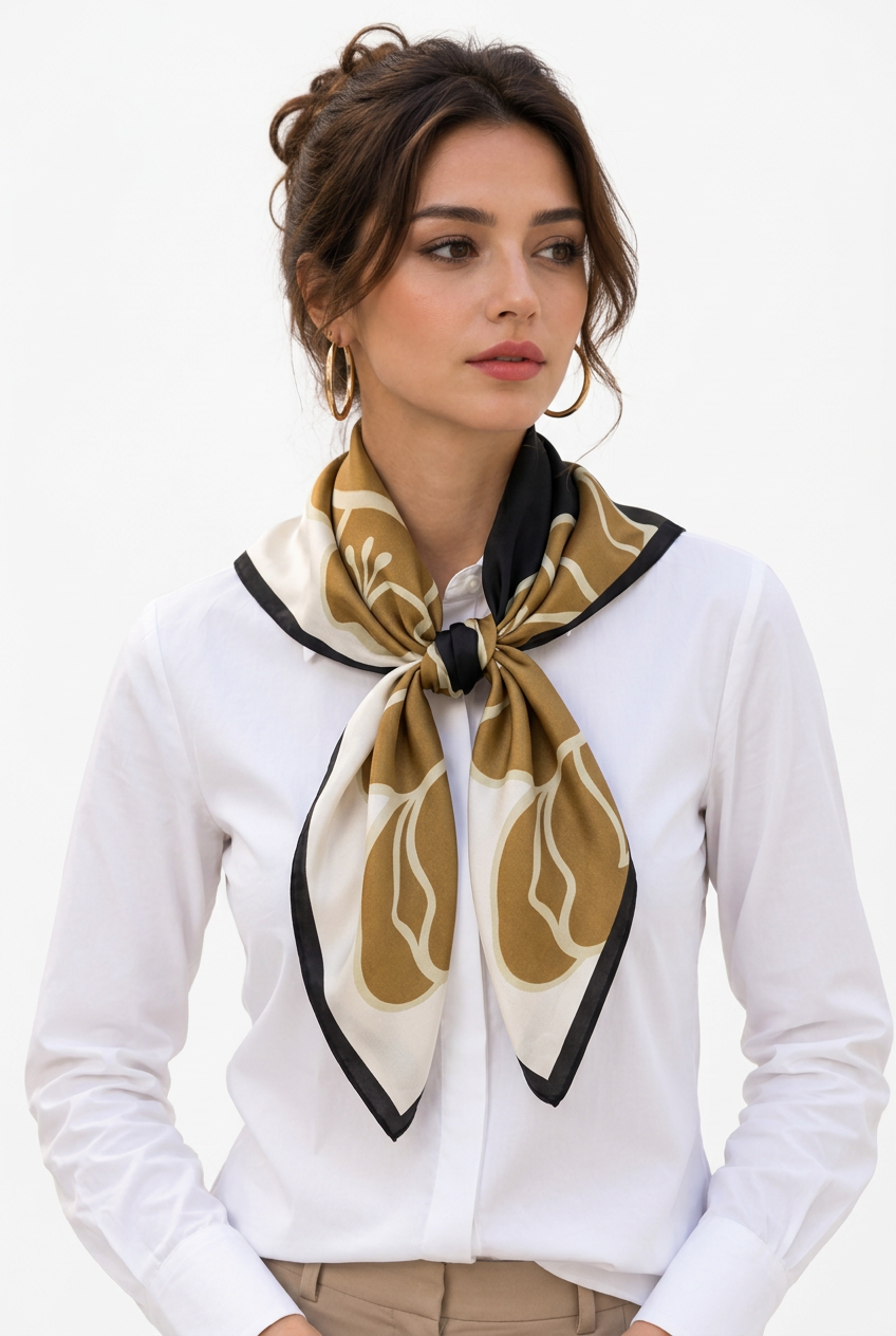 Foulard carré femme à imprimé floral – 70 × 70 cm