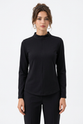 Top Demi-Zip Col Montant Manches Longues – Coupe Ajustée