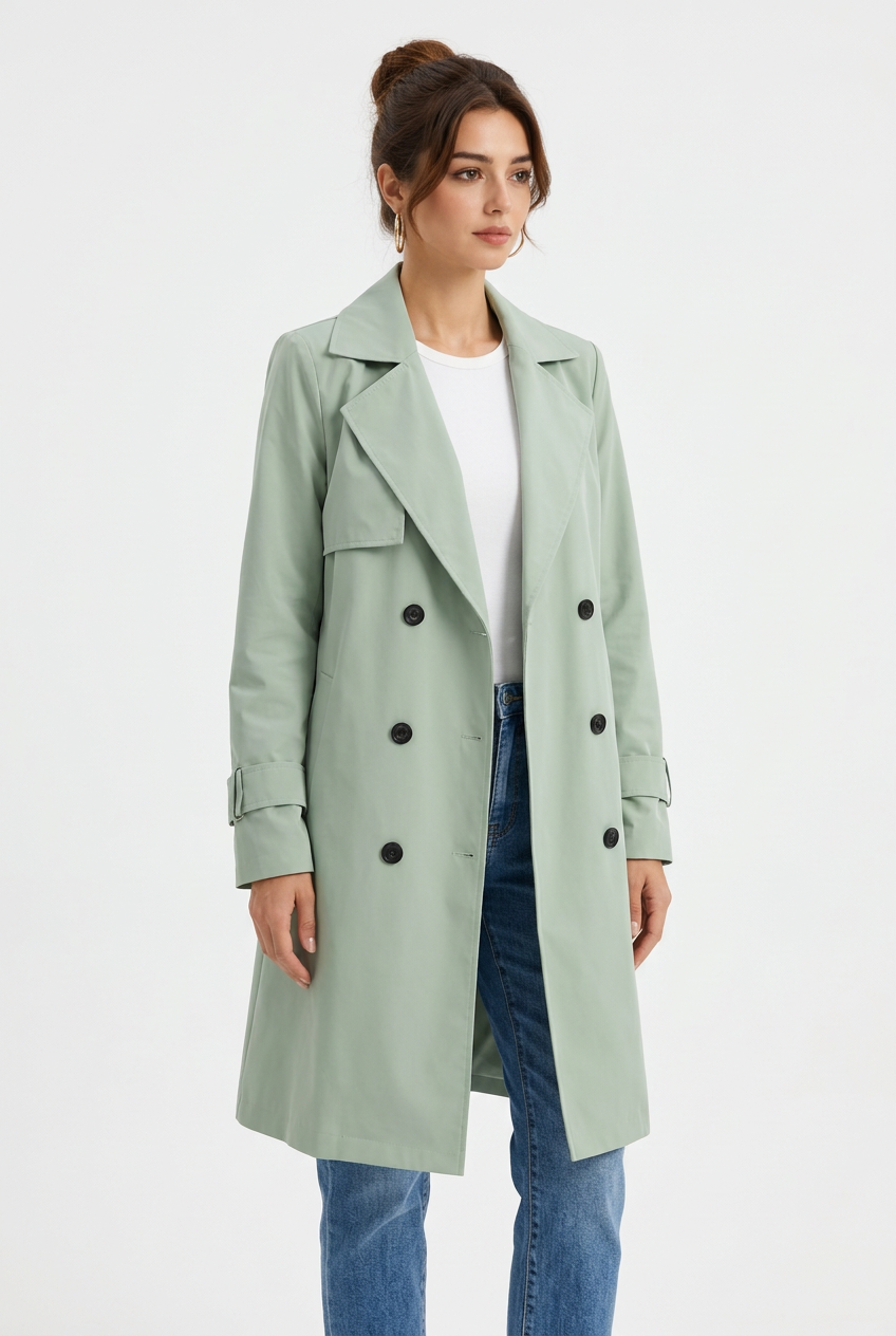 Trench Femme Long – Léger, Boutonnage Croisé